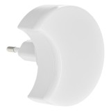 Lampa de veghe cu LED, model semiluna, alimentare la priza, cu senzor de miscare, 0.5W, 55x62x65 mm, plastic, Alb