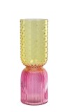 Cumpara ieftin Vaza flori sticla roz galbena 13 x 38 cm