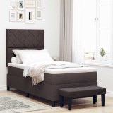 vidaXL Pat cu arcuri cu saltea Maro &icirc;nchis 90 x 200 cm țesătură