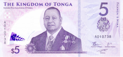 Bancnota Tonga 5 Pa&amp;#039;anga (2023) - P51 UNC ( polimer ) foto