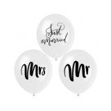 Set 10 Baloane Latex Mr, Mrs, Just Married 30 cm