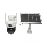 Camera supraveghere lentila duala 2x2MP, WIFI rotativa cu panou solar 7W, PTZ, 1080P, senzor miscare, night vision, aplicatie V380 Pro