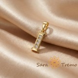 Cumpara ieftin Pandantiv litera I cu zirconia, placaj triplu cu aur 14K