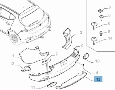Spoiler bara spate ALFA ROMEO TONALE, 04.2022-, partea central, original, inferior, foto