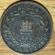 Canada provincii - raritate bronz - 1 cent 1896 Newfoundland - Victoria tanara!