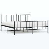 Cumpara ieftin Cadru pat metalic cu tablii de cap/picioare, negru, 183x213 cm