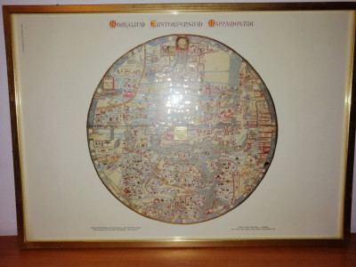 Mappa Mundi harta Ebstorf medievala a lumii Tara Sfanta Ierusalim rama protectie foto