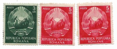 Uzuale - stema R.P.R., 1952 - valori neobliterate foto