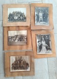 Lot cinci fotografii vechi, format mare, lipite pe carton
