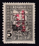 ROMANIA 1918 TIMBRE DE AJUTOR 1916 CU SUPRATIPAR TAXA DE PLATA EROARE SUPRATIPAR VERTICAL 5 BANI NEGRU STARE MNH