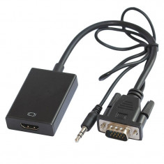 Cablu adaptor VGA +JACK 3.5 mm - HDMI tata-mama 0.1m