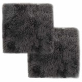 Cumpara ieftin Invelisuri scaun 2 buc. gri deschis 40x40cm piele oaie naturala