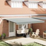 Marchiză retractabilă automată vidaXL cu LED Verde și Alb 450x300 cm