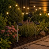 Set 2 lampi solare pentru gradina tip licurici, 6 LED alb cald, 70 cm