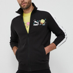 Puma hanorac de bumbac X SPONGEBOB barbati, culoarea negru, cu imprimeu