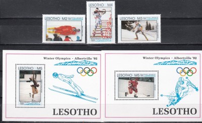 Lesotho 1992 - Jocurile Olimpice, Albertville, Serie + 2 Colite, MNH foto