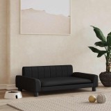 VidaXL Pat de c&acirc;ini, negru, 90x53x30 cm, piele ecologică