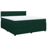 Cumpara ieftin Pat box spring cu saltea, verde inchis, 180x200 cm, catifea