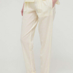 United Colors of Benetton pantaloni pijama bumbac culoarea galben, bumbac