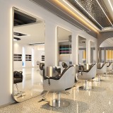 Post de lucru frizerie coafură cosmetică cu oglindă LED 150x90 PRO argintiu