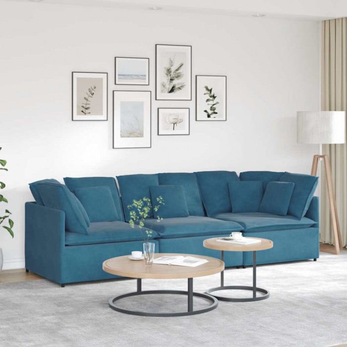 vidaXL Canapea modulară cu perne, albastru, catifea 3321278