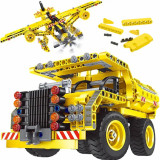 Set de constructie 2 in 1 Gadgetry, Avion si Camion cu Remorca Basculanta 361+ piese, 6+ ani