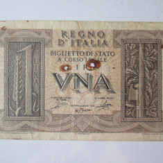 Italia 1 Lira 1939 în stare slabă
