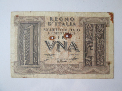 Italia 1 Lira 1939 &amp;icirc;n stare slabă foto