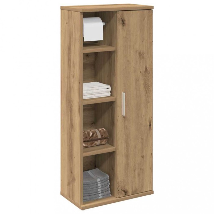 vidaXL Dulap de baie cu suport role, stejar artizanal, 39x22x90 cm