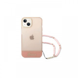 Husa iPhone 14 Plus Guess TPU Camera Outline Translucent Strap Pink