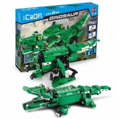 Jucarie Dinozaur sau crocodil 2 in 1 cu RC, set constructie CADA din 435 piese, 2.4GHz, Bricks Toys for Kids