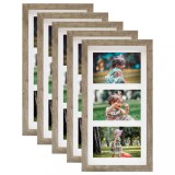 Rame foto 3D, 5 buc., natural, 18x35 cm, pt. 3 foto x(10x15 cm)