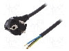Cablu alimentare AC, 5m, 3 fire, culoare negru, cabluri, CEE 7/7 (E/F) &amp;#351;tecar in unghi, SCHUKO mufa, PLASTROL - W-97186