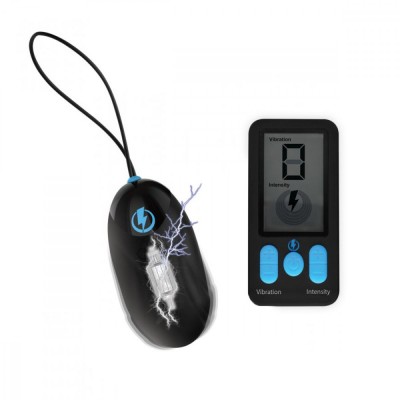 Ou Vibrator E-Stim Pro Remote Control 5 Functii Vibratii+Electrosocuri Silicone Negru foto