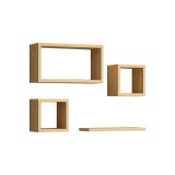 Set rafturi de perete 3 buc Babine Alb - Antracit - Stejar 84x15x44 cm