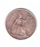 Moneda Marea Britanie 1 penny 1939, stare relativ buna, curata