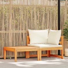 vidaXL Set mobilier grădină perne alb/crem, 2 piese, lemn masiv acacia 316316
