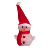 Figurină Crăciun, Model Om de Zăpadă, Cu LED, Căciulă Roșie, 15 cm, Oem