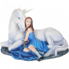 Statueta zana si unicorn Luna albastra 19 cm Anne Stokes foto