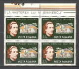 Romania.1975 125 ani nastere M.Eminescu bloc 4 TR.145