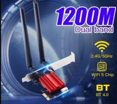 Placa wireless WiFi 5 PCI-E AC1200 2.4G/5GHz 802.11AC + Bluetooth 4.0