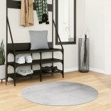 vidaXL Covor &quot;IZA&quot; aspect scandinav, cu fire scurte, gri, &Oslash; 100 cm