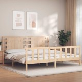 vidaXL Cadru pat cu tăblie 200x200 cm, lemn masiv de pin