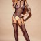 Eross catsuit Sheer Suspenders OS Black