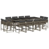 Cumpara ieftin Set mobilier de gradina cu perne, 13 piese, gri, poliratan
