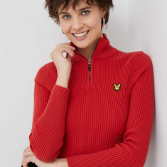 Lyle & Scott pulover din amestec de lana femei, culoarea rosu, călduros