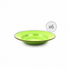 SET 6 FARFURII PENTRU PASTE, CERAMICA 22 CM, GALA GREEN, ART OF DINING BY