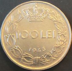 Moneda istorica 100 LEI ROMANIA / REGAT, anul 1943 *cod 1266 E foto