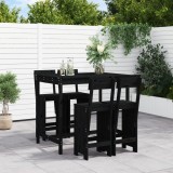 Set mobilier bar de grădină, 5 piese, negru, lemn masiv de pin