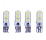 Set 4 Becuri LED T10 w5w pentru Pozitii, Plafoniera Lumina Alba cu Protectie Silicon, Universal